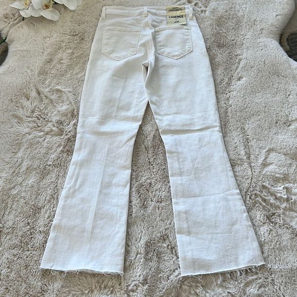 L'AGENCE Kendra High Rise Crop Flare Jeans in Blanc Size 24 - Picture 6 of 7